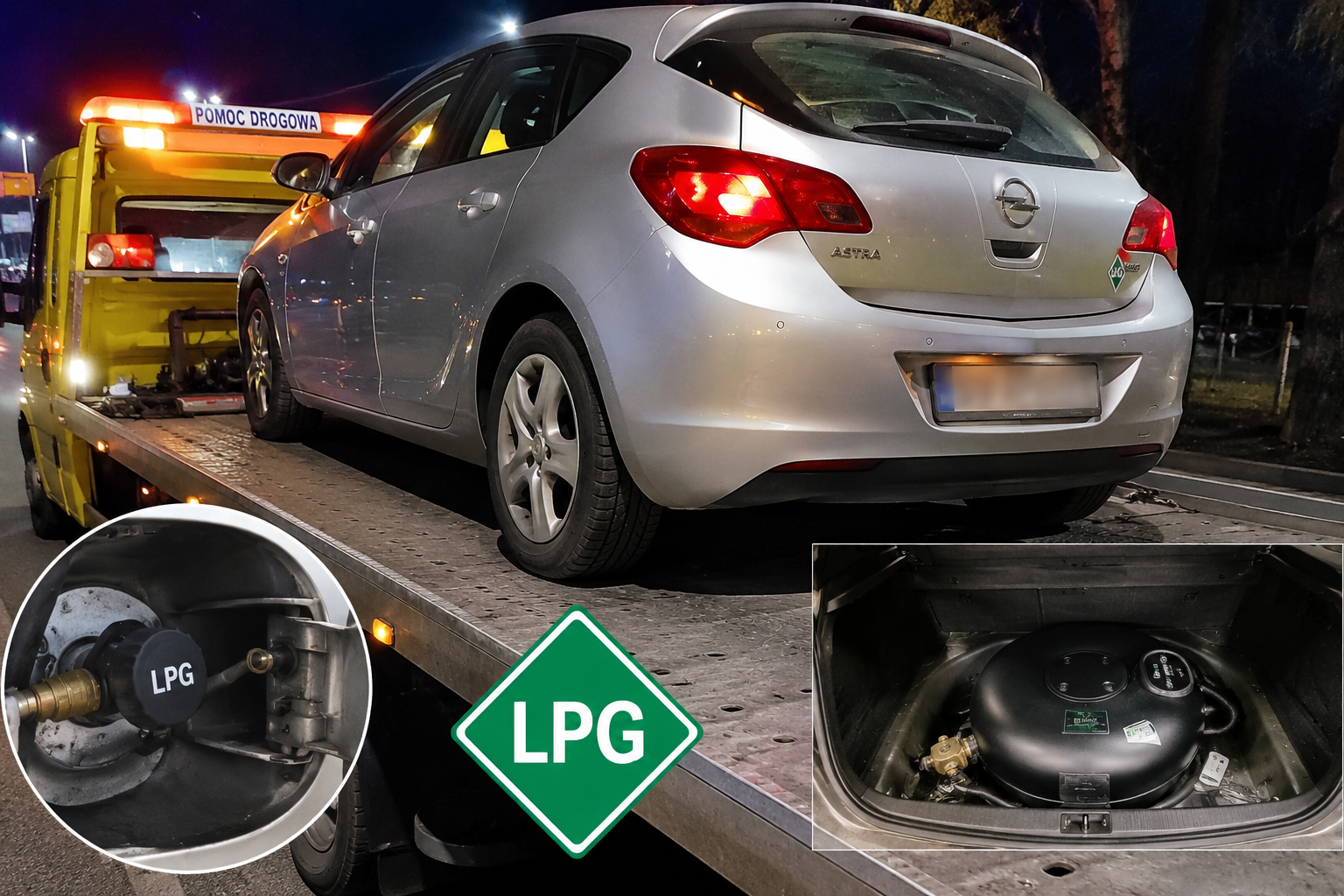 „Transport pojazdów z instalacją LPG. Jak bezpiecznie postępować po awarii auta z gazem i kiedy natychmiast wezwać lawetę Warszawa”