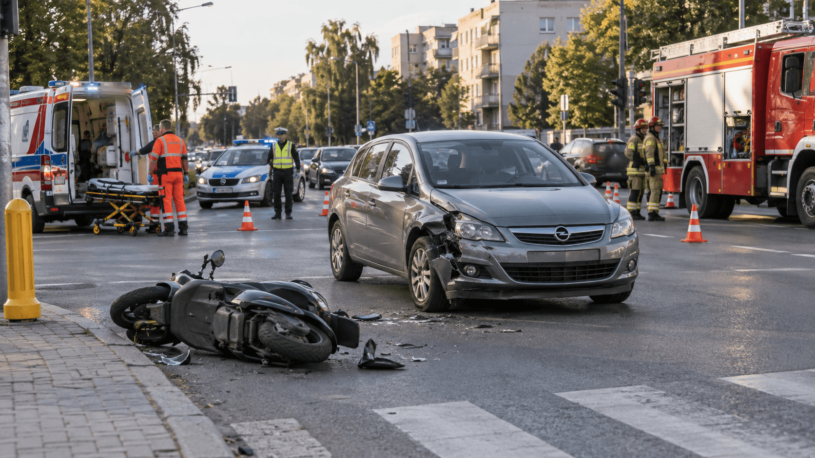 Ilustracja: Wypadek motocyklisty na pograniczu Ursusa i Włoch – 4 września 2026