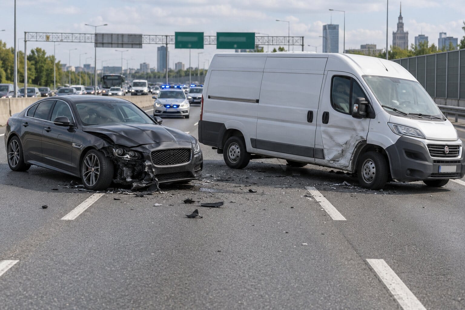 Kolizja Jaguara z busem na S8 przy ul. Modlińskiej – zdjęcie ilustracyjne