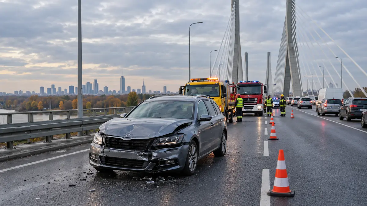 Wypadek na Moście Północnym – jak bezpiecznie wezwać lawetę?