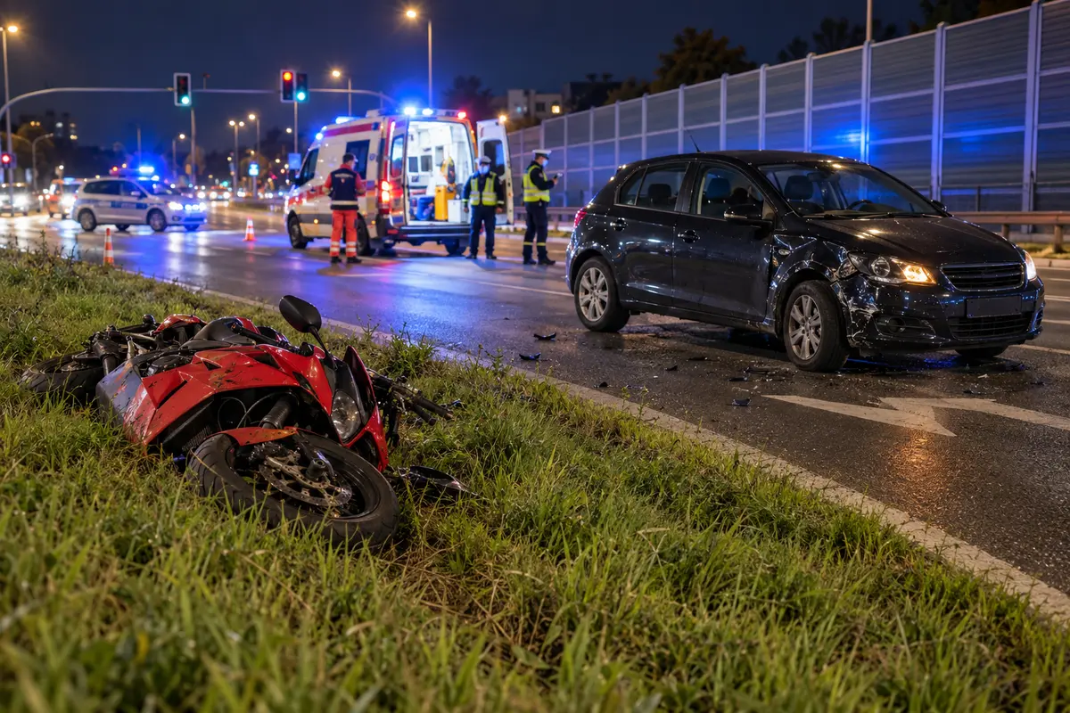 Motocyklista zepchnięty z drogi w Ursusie – ilustracja wypadku