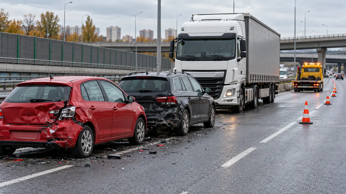 Zderzenie trzech pojazdów na S8 – laweta po kolizji z ciężarówką