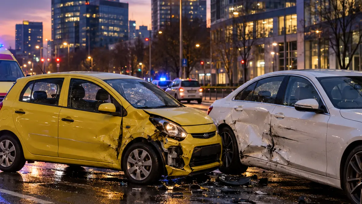 Ilustracja: Wypadek karetki na Woli – trzy pojazdy rozbite na Prostej